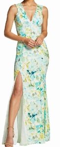 Dress the Population Floral Gown with side slit